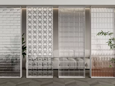 Modern Glass Room Dividers With Decorative Patterns For Living Room Interior 3d model