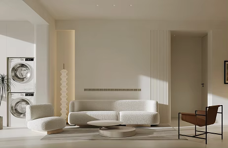 modern living room cream living room 3d model