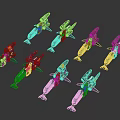 Various Vintage Colorful Spacecraft Models With Mechanical Details And Diverse Designs