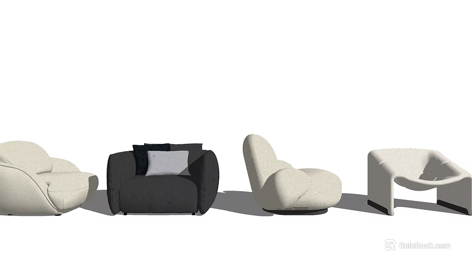 Modern Single Sofa Designs In Various Colors And Comfortable Contemporary Styles 3d model