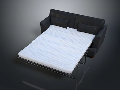 Modern Convertible Sofa Bed With White Mattress And Black Frame Design 3d model
