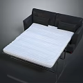 Modern Convertible Sofa Bed With White Mattress And Black Frame Design 3d model