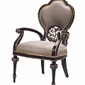 Classic Design Dining Chair With Carved Wooden Frame And Fabric Upholstered Seat