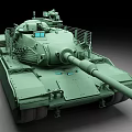 Modern Green Military Battle Tank With Long Barrel And Tracked Wheels