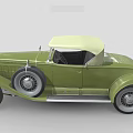 Green Vintage Convertible Car With Classic Design And Retro Old Fashioned Style