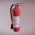 Red Fire Extinguisher as Essential Fire Safety Equipment with Hose and Label