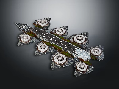 Futuristic Spacecraft Design Featuring Multiple Circular Modules And Central Elongated Structure For Cosmic Exploration 3d model