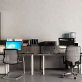Office Desk File Cabinet Folder Water Dispenser Copier Computer Desk 3d model