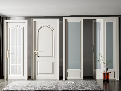 Elegant White Swing Doors With Glass Panels And Modern Design For Home Interior 3d model