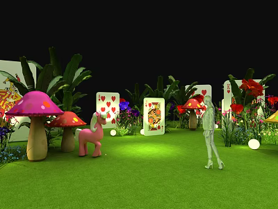 Modern Beauty Chen Mori Beauty Chen Decoration Alice in Wonderland Mushroom Forest Beauty Chen 3d model