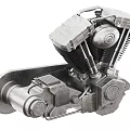 Detailed Mechanical Metal Engine Featuring Dual Cylinders And Robust Industrial Design