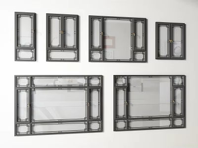 Various Casement Windows with Classic Grid Designs and Modern Frame Styles 3d model