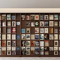 Large Wooden Bookshelf Filled With Various Books And Magazines With Colorful Covers