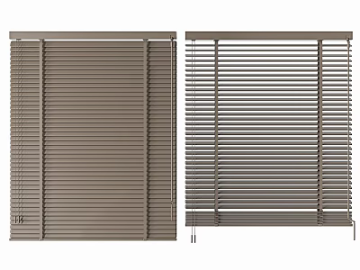 Modern Horizontal Window Blinds With Adjustable Slats In Neutral Brown Tone 3d model