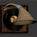 Vintage Phonograph With Brass Horn Wooden Base And Turntable