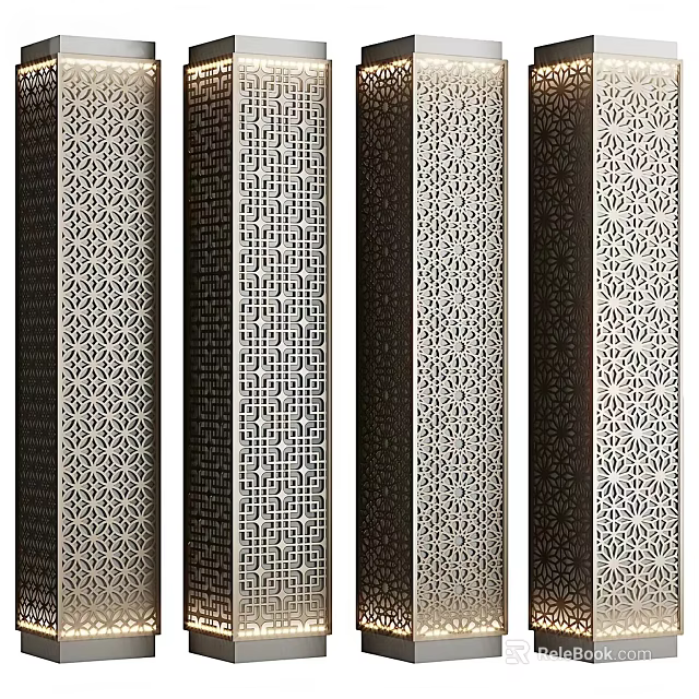 Ornate Decorative Columns With Intricate Laser Cut Geometric And Floral Patterns 3d model 