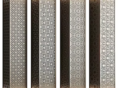 Ornate Decorative Columns With Intricate Laser Cut Geometric And Floral Patterns 3d model