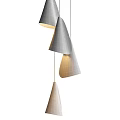 Multiple Modern White Conical Pendant Lights Hanging As Decorative Ceiling Lighting Fixture 3d model