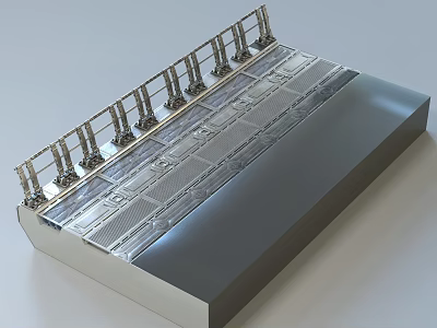 Industrial Metal Structure With Transparent Panels And Support Pillars On Dark Base 3d model