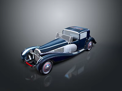 Vintage Classic Car With Deep Blue Body And Retro Elegant Design 3d model