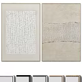 Two Abstract Wall Art Pieces With Textured Patterns On White And Beige Canvas 3d model