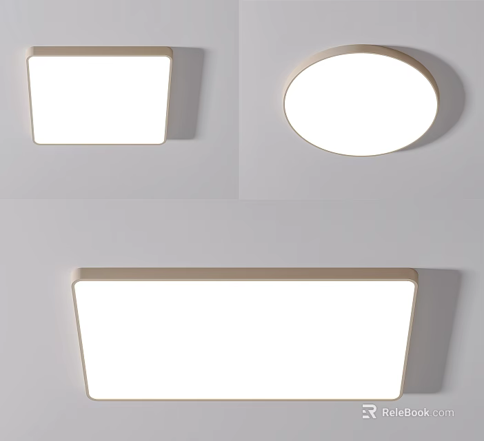 Modern Simple Ceiling Lights with Square Round and Rectangular Shapes 3d model 