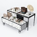 Industrial LOFT Display Table Decorative Cabinet Display Cabinet Storage Rack Display Cabinet Display Rack Bag Hat Ornaments 3d model