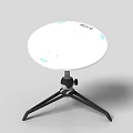 Three White Circular Electronic Devices With Black Tripod Stands And Modern Design