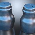 Two Shiny Metallic Blue Salt And Pepper Shakers For Kitchen Dining