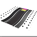 Modern Architectural Decorative Panel With Wavy Strips Colored Blocks And Black Dots