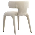 Modern Brown And White Dining Chairs With Curved Legs And Ergonomic Backrest