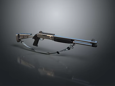 Tactical Shotgun With Stainless Steel Barrel Black Grip And Modern Design 3d model