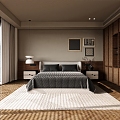 Antique bedroom master room double bed wardrobe bedroom background wall bedside table carpet chandelier 3d model