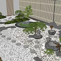 Japanese Zen Courtyard Garden With Gravel Path Stone Arrangements And Wooden Fence