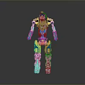 Futuristic Game Movie Robot Character With Pink Blue Yellow Mechanical Design And Shiny Finish