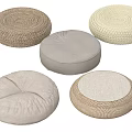 Round Floor Cushions in Beige Grey Brown Woven Fabric for Modern Simple Living Room Decor