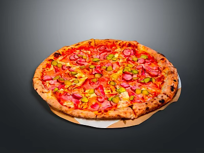 Delicious Homemade Pizza Topped With Fresh Sausage Bell Peppers Cheese And Baked Golden Crust 3d model