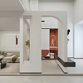 Modern Minimalist Public Office Space With Open Layout Partition And Green Plants