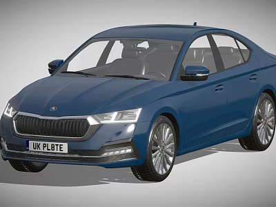 Blue Modern Sedan Car With Stylish Front Headlights And Alloy Wheels 3d model