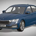 Blue Modern Sedan Car With Stylish Front Headlights And Alloy Wheels