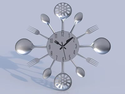 Creative Wall Clock Crafted With Metal Spoons Forks And Numeric Dial 3d model