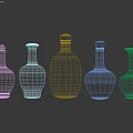 Various Ceramic Vases With Colorful Floral Patterns And Decorative Lids 3d model