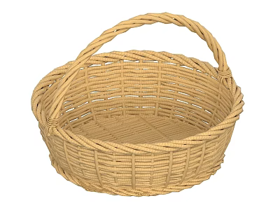 Natural Handwoven Wicker Basket With Handle For Home Storage Use 3d model