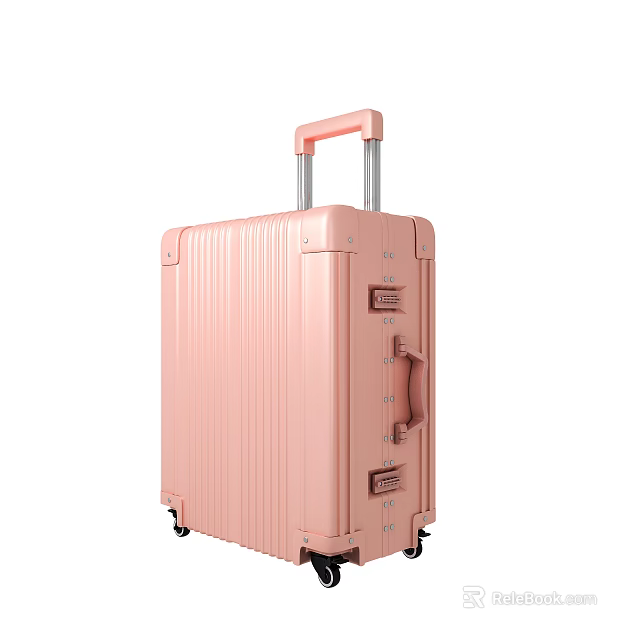 Pink Hard Shell Suitcase With Telescopic Handle Rolling Wheels And Lock Closure 3d model 