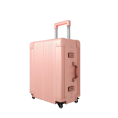 Pink Hard Shell Suitcase With Telescopic Handle Rolling Wheels And Lock Closure 3d model