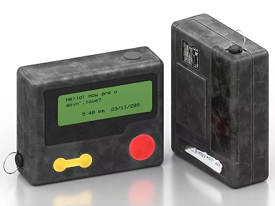 Electronic Monitoring Devices With Digital Screen Yellow Red Buttons And Data 3d model