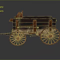 Vintage Wooden Wagon With Large Spoked Wheels And Decorative Wood Details