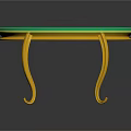 Stylish Coffee Table With Round Light Green Glass Top And Golden Curved Legs