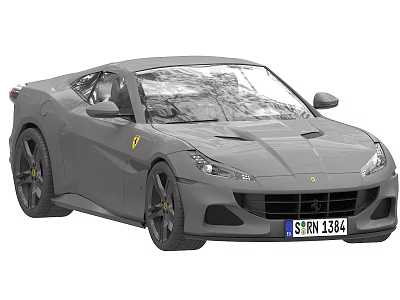 Gray Ferrari Sports Car With Sleek Body Design And Modern Front Face 3d model