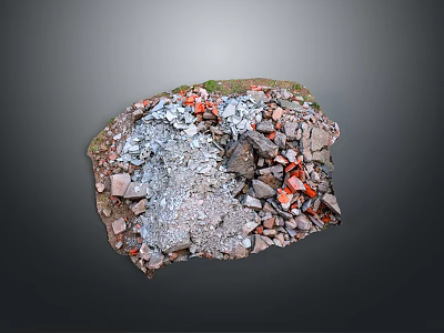 Rubble Pile Construction Debris With Gray Red Black Stones Broken Glass And Metal 3d model